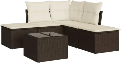 Immagine prodotto di vidaXL set di divani da giardino a 6 pezzi con cuscini in rattan marrone