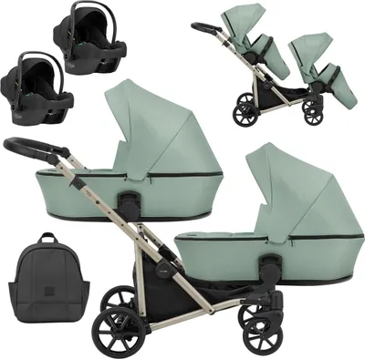 Immagine prodotto di Kunert BRAV DUO 3 in 1 passeggino doppio con 2x seggiolini auto Cosmo in rosa e champagne