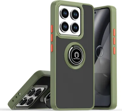 Produktbild von Hülle für Xiaomi 14T Pro Matte Transluzent TPU Stoßfest Schutzhülle mit Ring Halter Ständer Grün