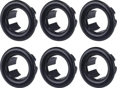 Image de Bonde de trop-plein pour lavabo, 6 pièces, cache-trop-plein universel pour lavabo de salle de bains (noir)