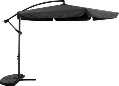 A cantilever umbrella is shown against a white background.