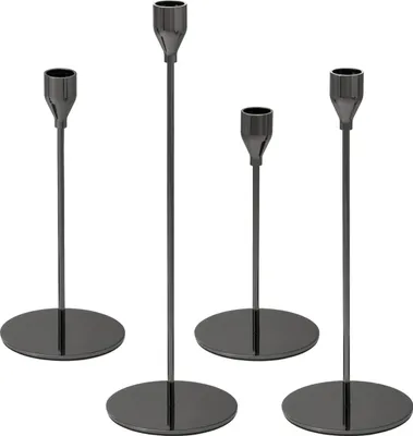 Immagine prodotto di set di 4 portacandele bremermann, portacandele per candele a bastoncino, metallo, nero