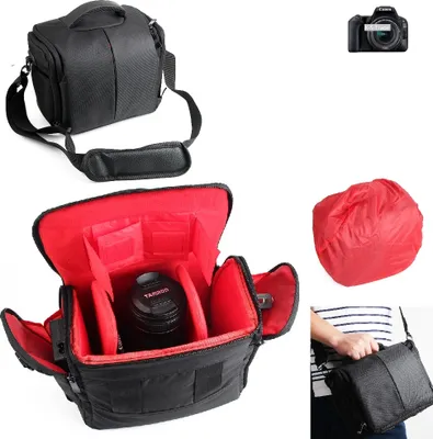 Produktbild von K-S-Trade Kompatibel mit Canon EOS 200D Kameratasche Fototasche Schultertasche Zubehör Tasche einteilbare Trennwänden für Systemkamera, DSLR DSLM