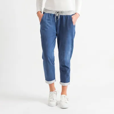 Produktbild von Damen Jogginghose Baumwolle Sporthose Stretch Freizeithose Sommer, Boyfriend Style 95% Baumwolle & Stretch, Print Sweathose Edelheld Gr.36-38