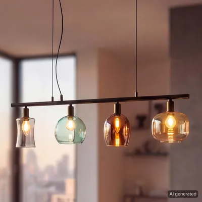 Produktbild von home24 Pendelleuchte - Klarglas / Eisen - 4-flammig