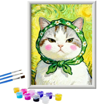 Obrázek produktu pro Malování podle čísel pro děti od 7 let, s rámem 18x24 cm, motiv: kočka