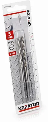Zdjęcie produktu dla KREATOR KRT011306 - 2 szt. wierteł HSS do metalu HEX 5,0 x 107 mm