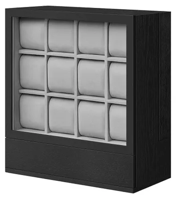 Immagine prodotto di Scatola per orologi - Contenitore per orologi - 12 scomparti - Nero - 15 x 29,5 x 32,5 cm