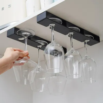 Produktbild von Weinglashalter Wandmontage, 2 Stück, schwarz, für Küche und Bar