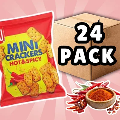 Productafbeelding van 24x LU Mini Crackers Hot & Spicy – Knapperige mini-crackers met een pittig-scherpe smaak, voordelijnverpakking + Heartforcards® verzendbescherming