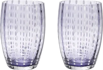 Produktbild von Zafferano Perle Lavendelglas - Farbiges mundgeblasenes Glas, 32 cl, handgefertigt - Set mit 2 handgefertigten Bechern für Wasser oder Cocktails