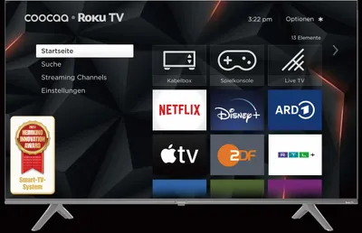 Produktbild von COOCAA 43R5G Roku LED TV, UHD Smart TV, 43 Zoll, 109 cm, Fernseher mit Triple Tuner, TV mit WLAN, LAN, HDMI, USB, HDTV, Netflix, Prime