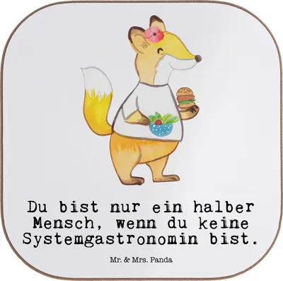 Produktbild von Mr. & Mrs. Panda Tischuntersetzer Systemgastronomin Herz - Weiß - Geschenk, Getränkeuntersetzer, Untersetzer für Gläser, Tasse, bieruntersetzer, gläseruntersetzer