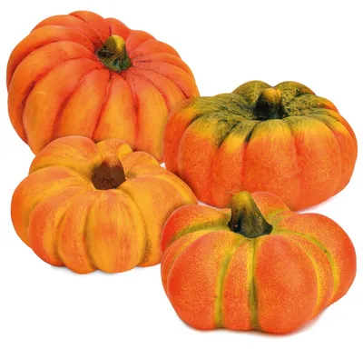 Produktbild von Kürbis 9er Set orange aus Ton, 8 cm als Herbst & Halloween Deko
