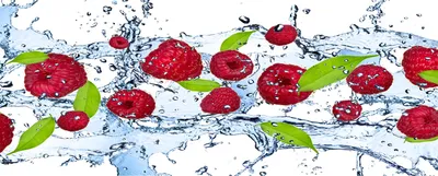 Produktbild von Tulup® Glas-Bild Wandbild aus Glas - 125x50 - Wandkunst - Wandbild hinter gehärtetem Sicherheitsglas - Dekorative Wand für Küche & Wohnzimmer  - Essen & Getränke - Himbeeren Wasser - Rot