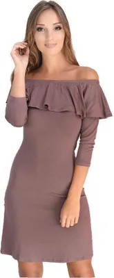 Obrázek produktu pro Dámské šaty bez ramínek s 3/4 rukávy; Cappuccino/L/XL