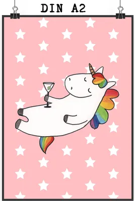 Produktbild von Mr. & Mrs. Panda Bild Einhorn Cocktail DIN A2 - Rot Pastell - Geschenk, kunstdruck poster, Cuba Libre, Party, Einhörner, Freundin, Unicorn, wanddeko, Geburtstag, Deko