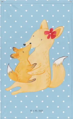 Produktbild von Mr. & Mrs. Panda Wandbehang Fuchs Mama - Blau Pastell - Geschenk, Tapestry, Tapisserie, Tochter, Schoß, Wandbild, Muttertag, Wandteppich, Mutter, Hängedeko, Mami