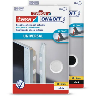 Produktbild von tesa ON&OFF Universal Klettpunkte weiß 8 St. 16mm rund