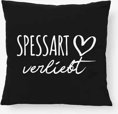 Produktbild von Huuraa Kissen Spessart verliebt 40x40cm mit Füllung Black Baumwolle Dekokissen Geschenkidee