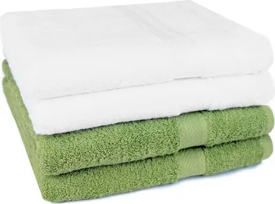 Produktbild von Betz 4 Stück Handtücher Premium 100% Baumwolle 4 Handtücher Farbe weiß und apfelgrün