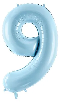 Produktbild von Folienballon Zahl 9, 86cm, hellblau