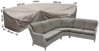 Produktbild von Raffles Covers Dining Ecksofa Schutzhülle 230 x 230 x 80, H: 90 / 65 cm | Atmungsaktiv | Wasserdicht | UV-beständig | Elastischer Kordelzug