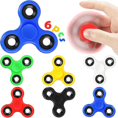 Productafbeelding van Mini fidget spinners - Set van 6 - 6,3 cm - Kleiner formaat - Beloningen in de klas en feestzakjes - Sensorisch