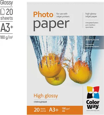 Produktbild von ColorWay Fotopapier  hochglänzend 180g/m², A3+, 20 Blatt