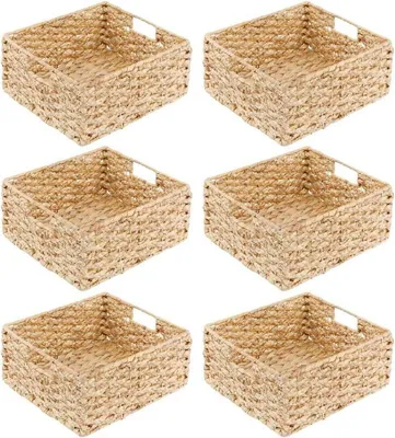 Produktbild von mDesign Aufbewahrungskorb Schrankkorb Organizer 6er Set geflochten Naturfarben