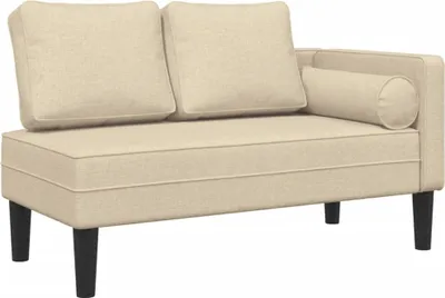 Image de Chaise longue avec coussins crème tissu