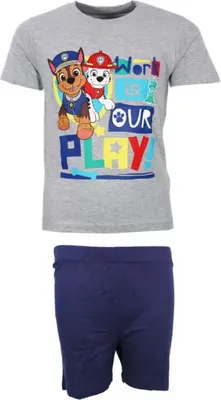 Produktbild von Paw Patrol Kinder kurzarm Schlafanzug Pyjama Nachtwäsche – Grau / 128