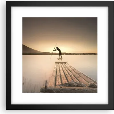 Produktbild von Gerahmtes Poster - Schwarzer Rahmen - Floß Westen die Sonne - 30x30 cm - Wand Bild - Wanddeko - Wandbilder - Kunstposter - Wandposter - Bilderrahmen - Bilder - Kunstdruck - Wandbild - P2BAC30x30-4353
