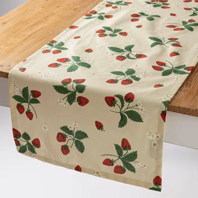 Produktbild von Tischläufer Erdbeeren vanille rot grün 40x160cm von SCHÖNER LEBEN