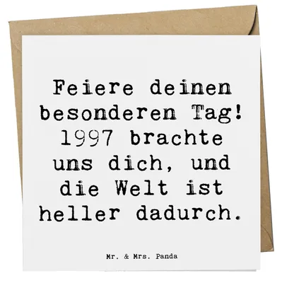 Produktbild von Mr. & Mrs. Panda Grußkarte Spruch 1997 Geburtstag - Weiß - Geschenk, Happy Birthday, anlasskarte, doppelkarte, Liebe und Dankbarkeit, faltkarte, besonderer Jahrgang