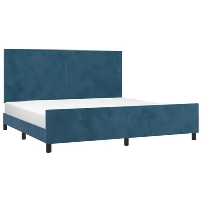 Image de vidaXL Cadre de lit sans matelas bleu foncé 200x200 cm velours