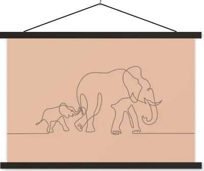 Produktbild von MuchoWow® Textilposter Elefant - Minimalismus - Braun 150x100 cm mit schwarzem Rahmen - Schlafzimmer