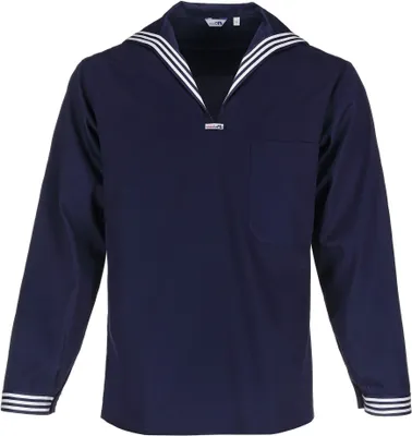 Produktbild von modAS Uni Matrosenhemd Klassisch - Maritimes Langarm-Hemd mit großem Kragen in Marine Größe Damen 48, Herren 54