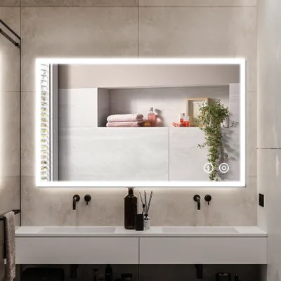 Produktbild von YOLEO Badspiegel mit Beleuchtung, beschlagsentfernen, mit touch-Schalter und energiesparende LED-Technologie, weißes Licht 6400K (100cm*60cm*13cm)
