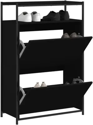 Produktbild von Schuhschrank aus schwarzem Holzwerkstoff, 75 x 34 x 112 cm