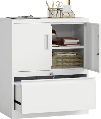 Produktbild von HOMCOM Aktenschrank Büroschrank Abschließbar Mehrzweckschrank aus Stahl