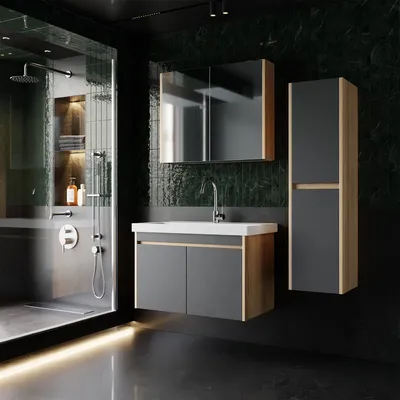 Produktbild von Badmöbel Set Dallas | Waschbecken | Unterschrank | Hochschrank | Spiegelschrank
