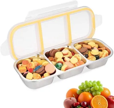 Productafbeelding van Snackbox met vakken - Broodtrommel Bento - Lunch organiseren - Drie aparte compartimenten - 268 x 108 x 52 cm