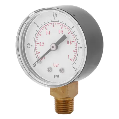 Obrázek produktu pro Miniaturní nízkotlaký manometr pro palivo, vzduch, olej nebo vodu 0–15 psi/0–1 bar BSPT