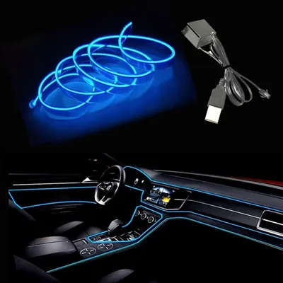 Productafbeelding van EL-draad, blauw, 3M, flexibele neonbuis, 5V DC, interieurverlichting voor auto, decoratie
