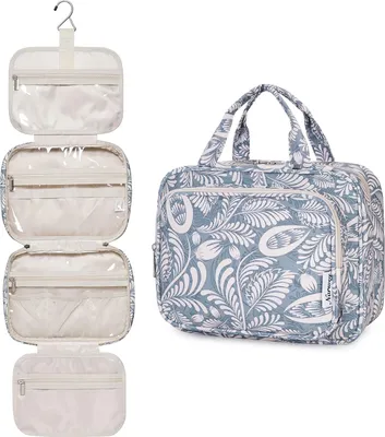 Produktbild von Hängende Kosmetiktasche für Damen mit Waschtasche und Make-up-Organizer für Reisen (Blau)