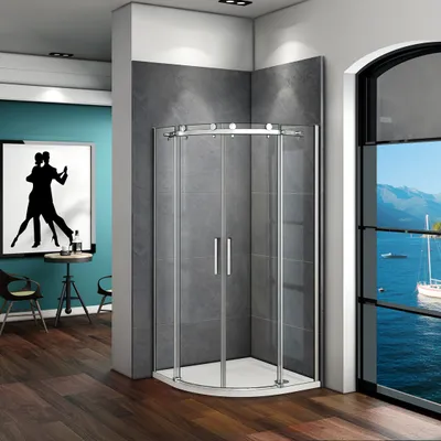 Produktbild von 90x90x195cm Runddusche Viertelkreis Dusche Schiebetür Bad Duschraum