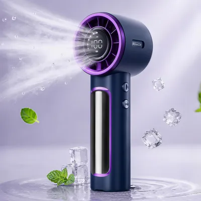 Produktbild von Tragbarer Handventilator mit LED Display,100 Geschwindigkeitsstufen,USB-C Aufhängbarer Lüfter mit 4000mAh Akku,Leise für Büro Reisen Outdoor