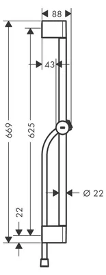Zdjęcie produktu dla szyna prysznicowa hansgrohe Unica Pulsify S, 65 cm z uchwytem na główkę prysznicową i wężem prysznicowym, 24400670