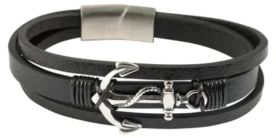 Produktbild von Akzent Herren Armband Artur Echtleder schwarz